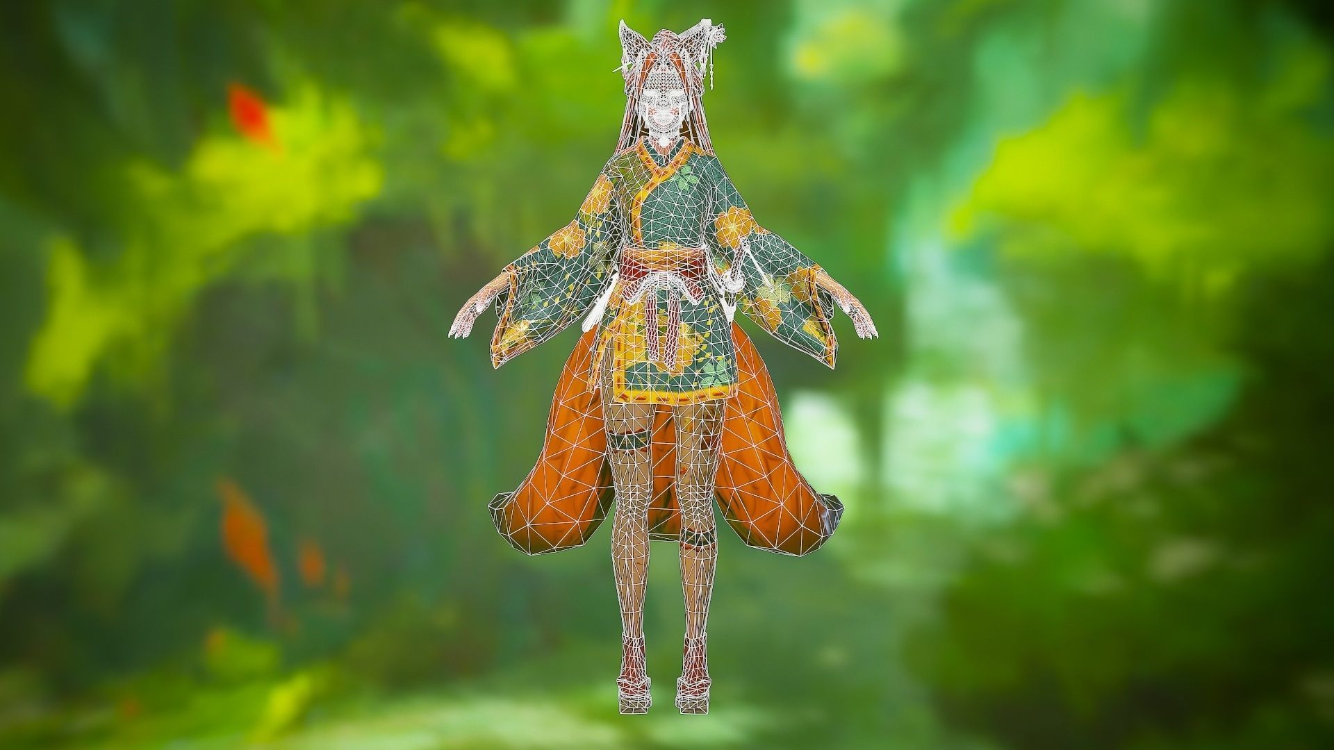 Forest Kitsune - Game Ready Character Low-poly 3D model_14