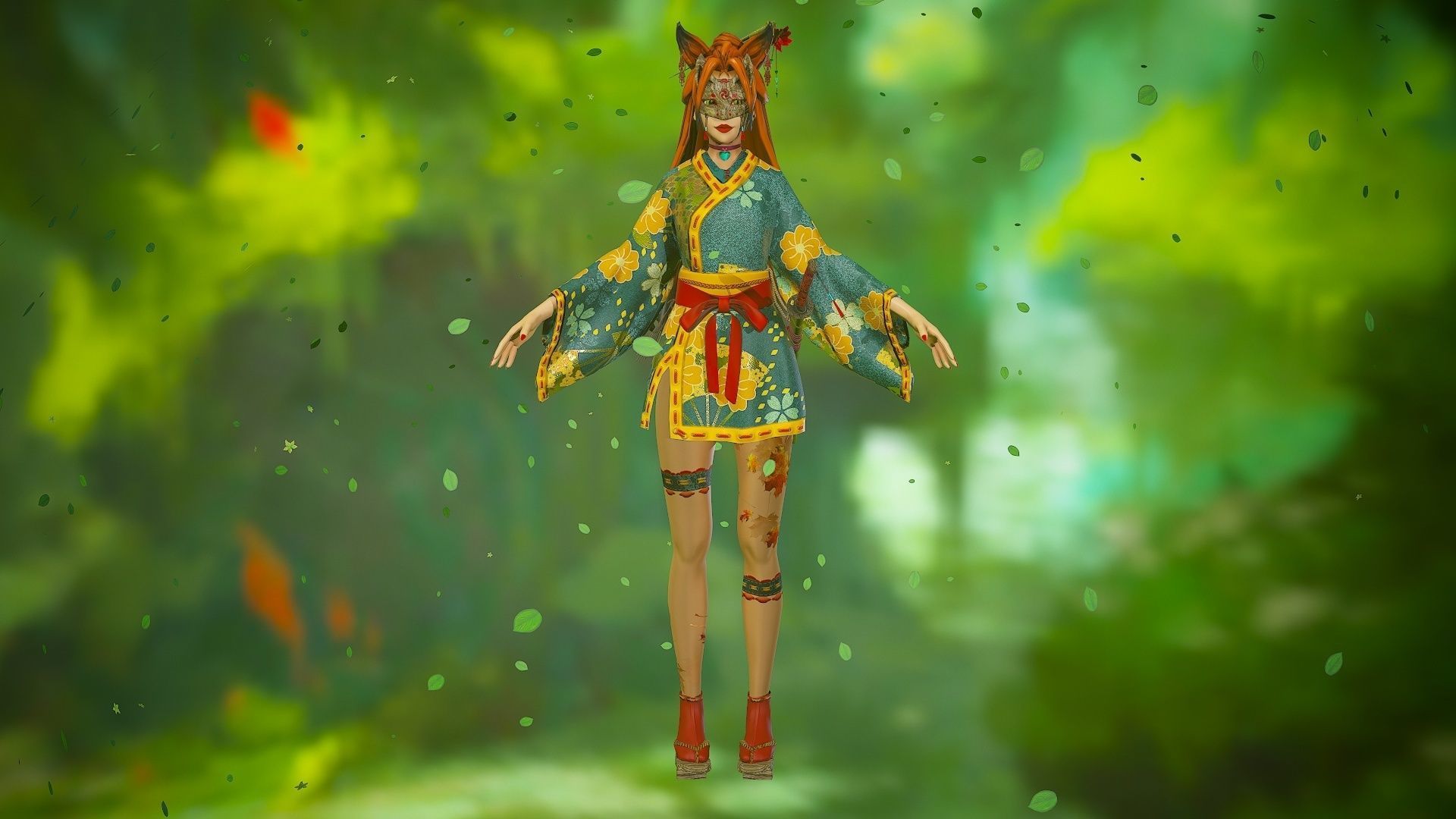 Forest Kitsune - Game Ready Character Low-poly 3D model_10