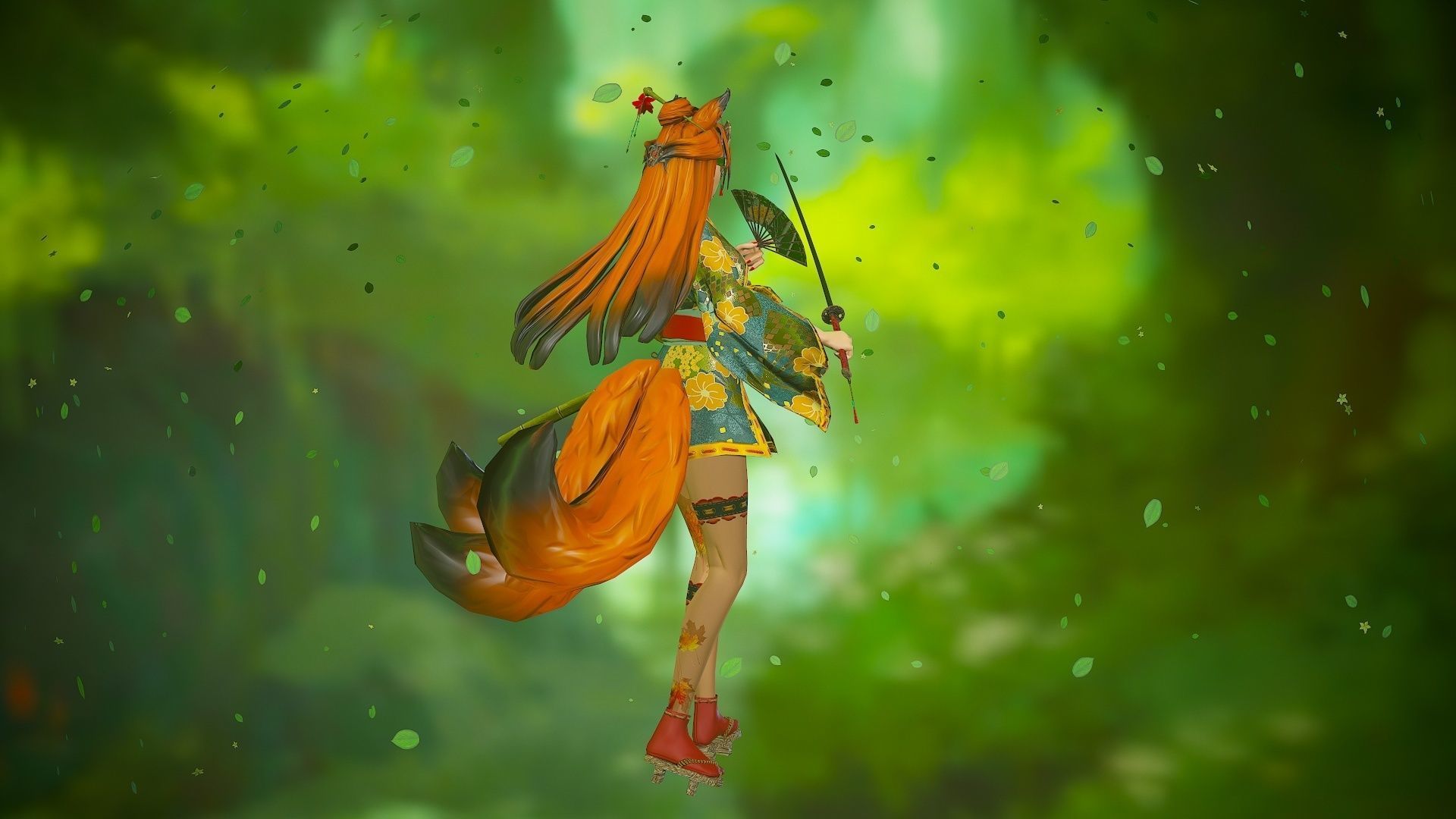 Forest Kitsune - Game Ready Character Low-poly 3D model_22
