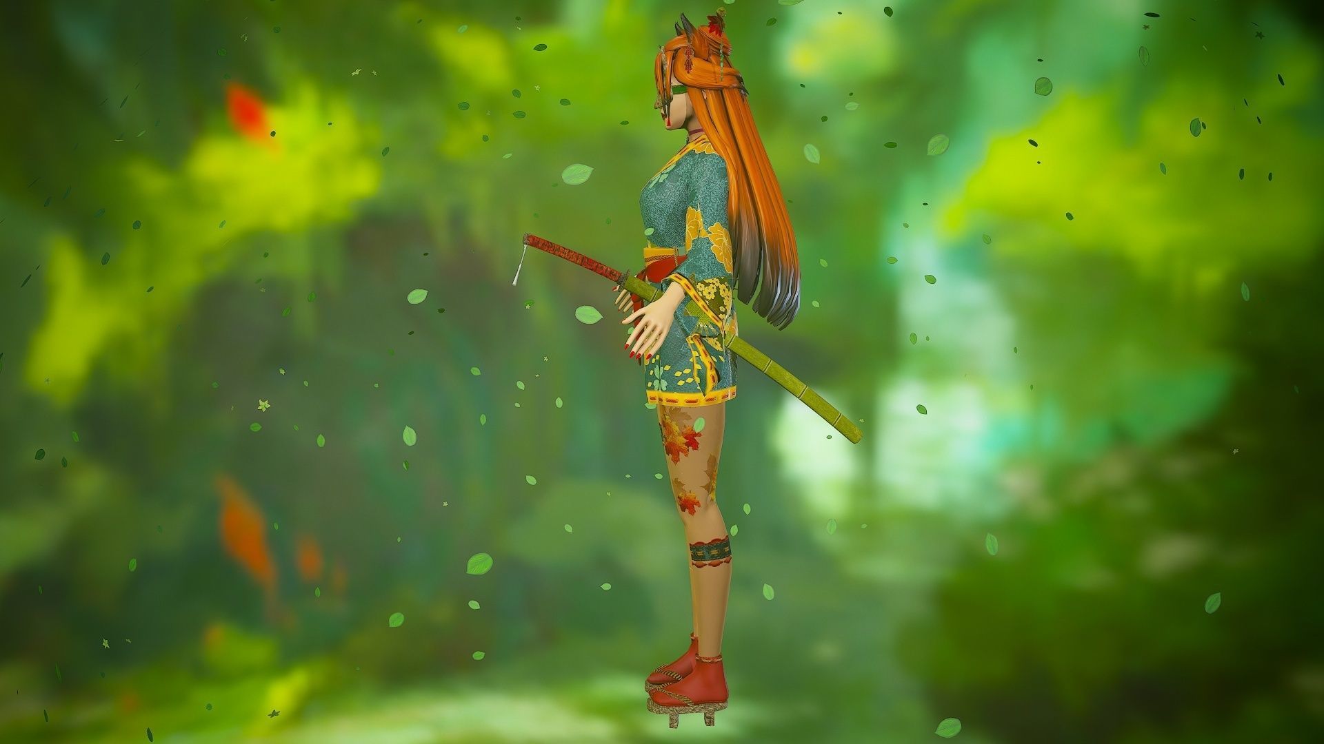 Forest Kitsune - Game Ready Character Low-poly 3D model_9