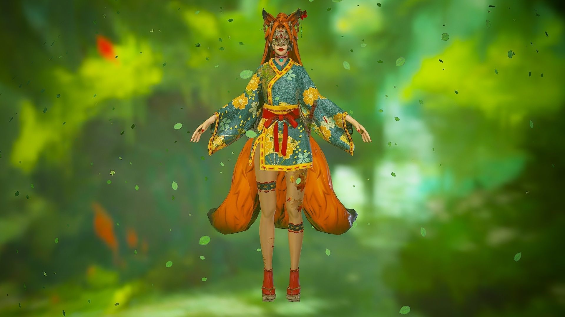 Forest Kitsune - Game Ready Character Low-poly 3D model_13