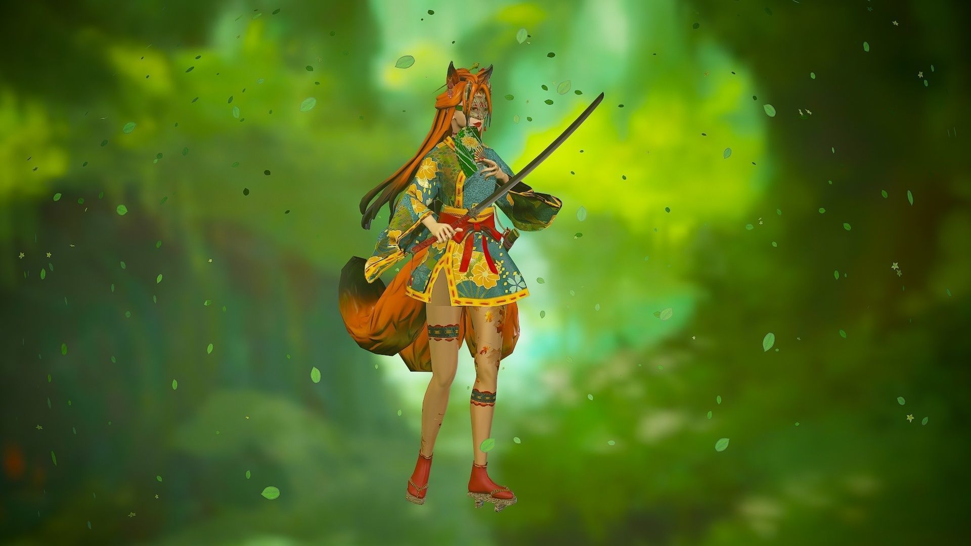 Forest Kitsune - Game Ready Character Low-poly 3D model_20