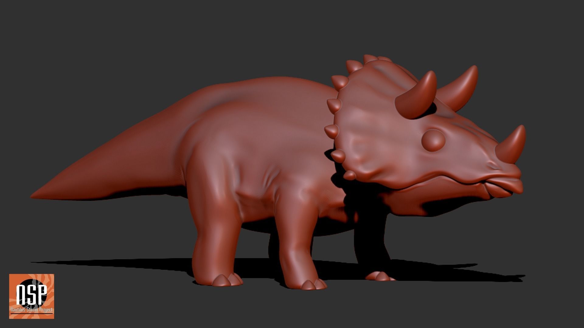 Triceratops Cartoon Dinosaur 3D print model_1