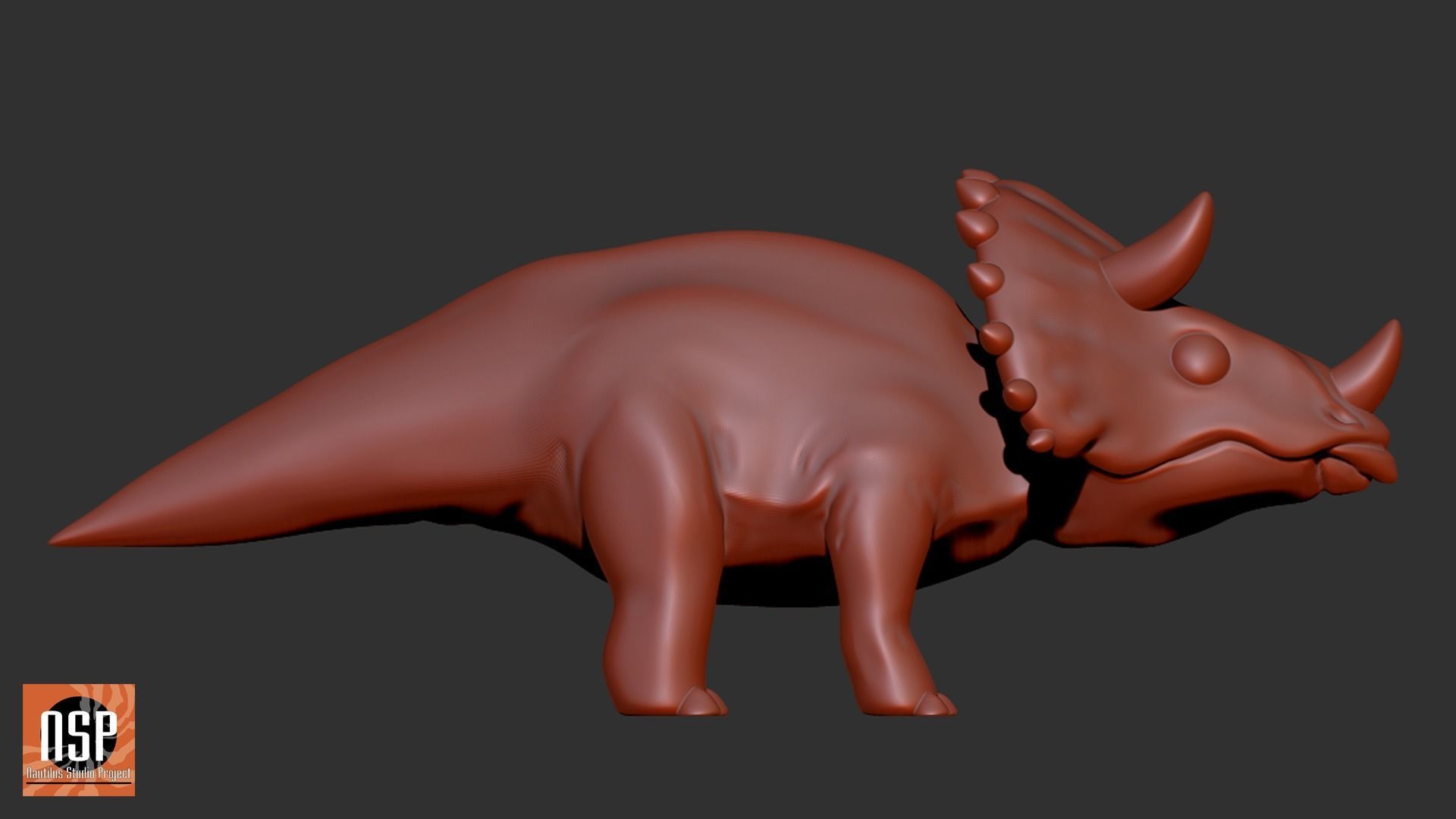 Triceratops Cartoon Dinosaur 3D print model_4