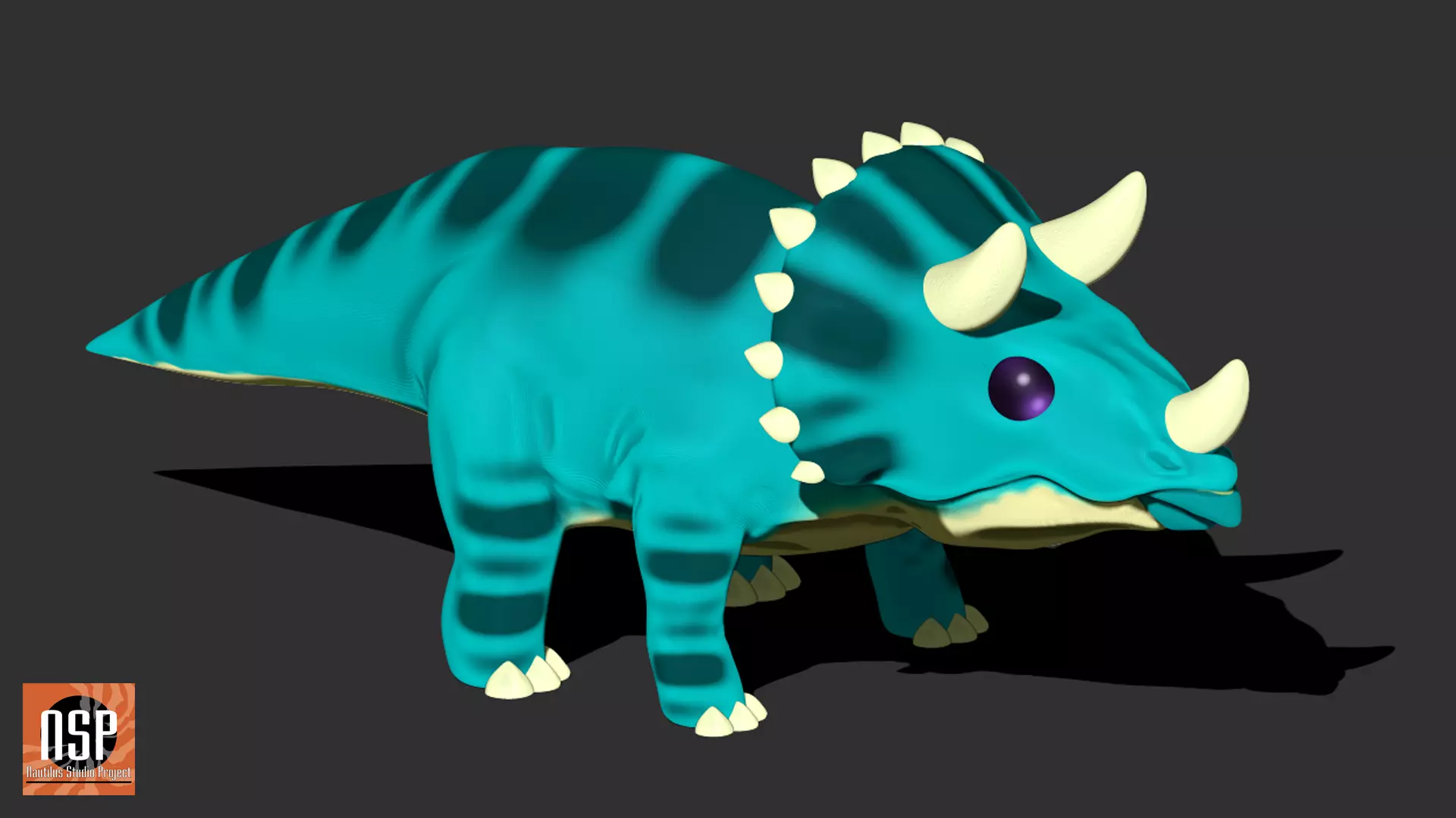 Triceratops Cartoon Dinosaur 3D print model_0