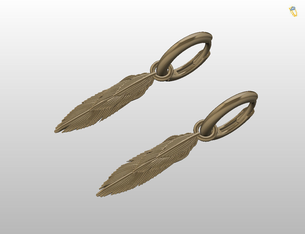 Feather earrings 3D print model_21