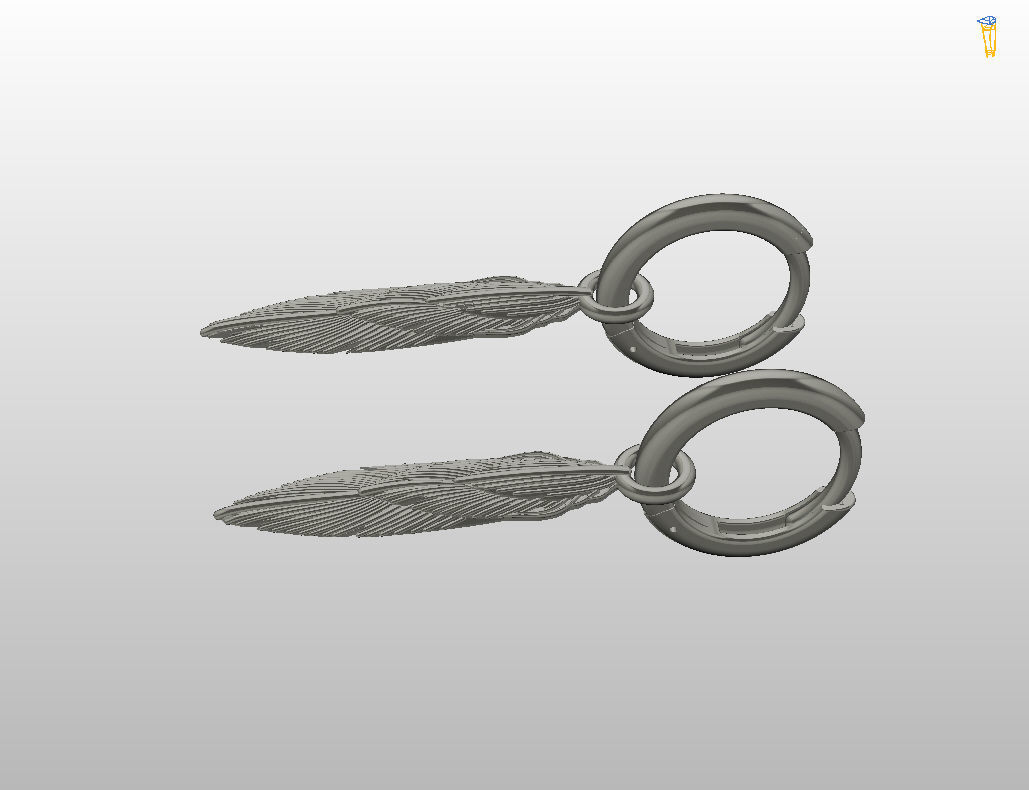 Feather earrings 3D print model_11