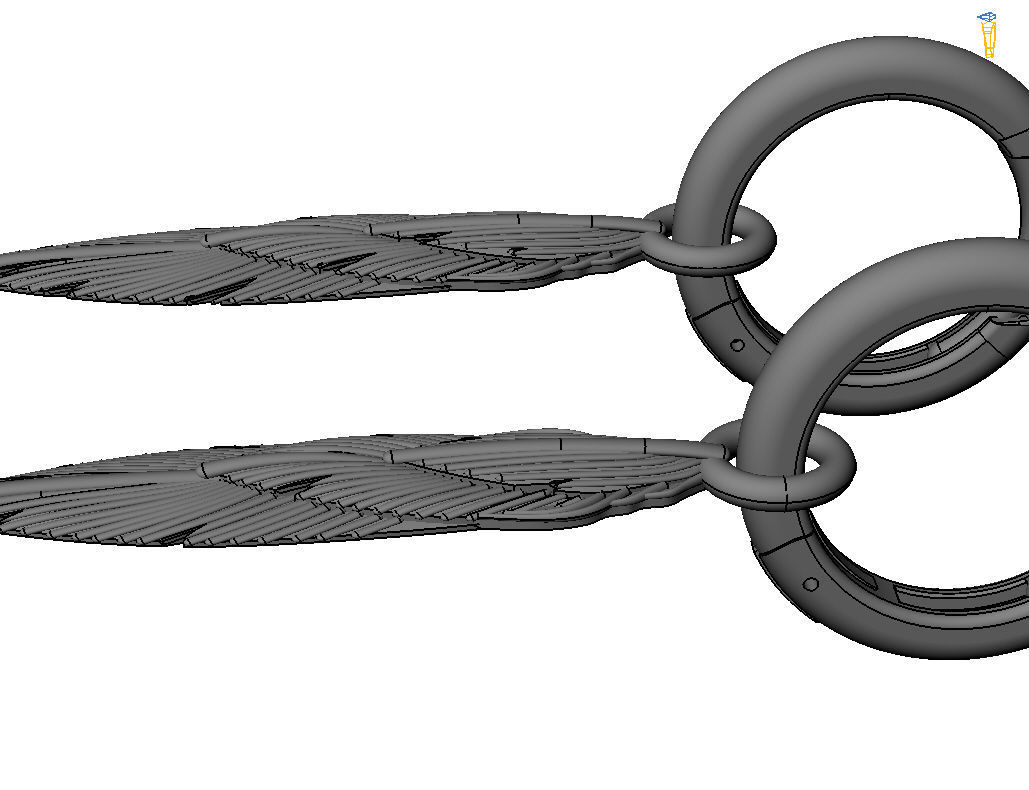 Feather earrings 3D print model_30