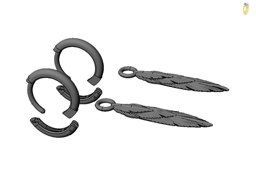 Feather earrings 3D print model_34