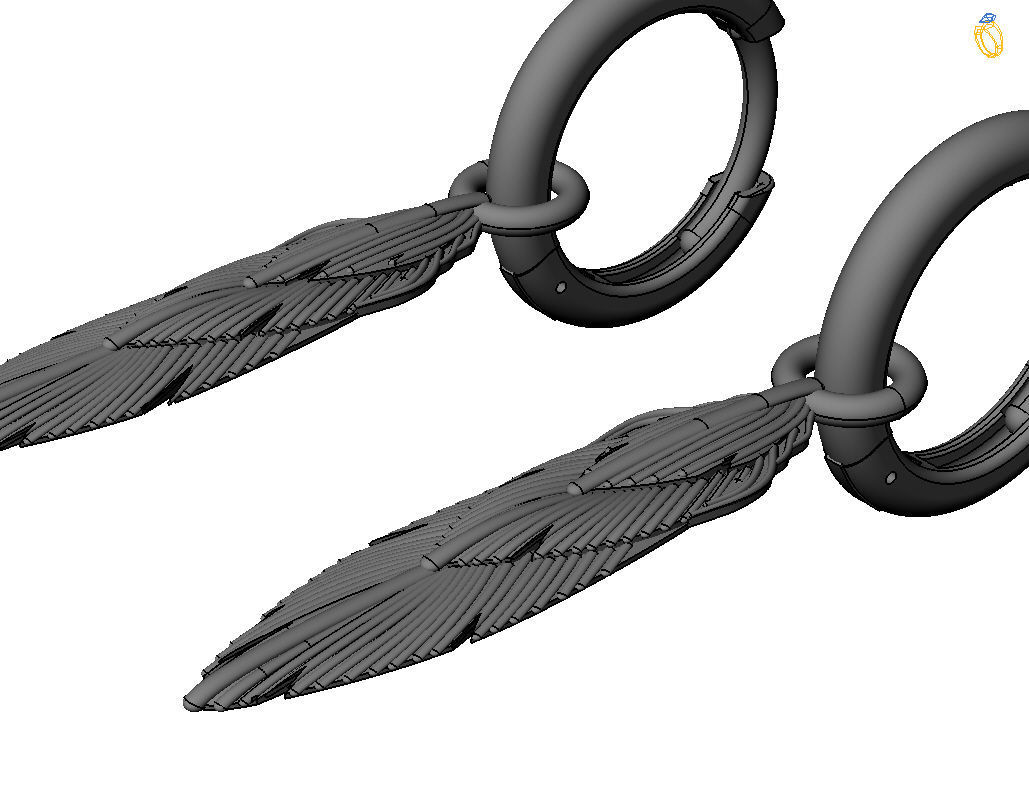 Feather earrings 3D print model_29