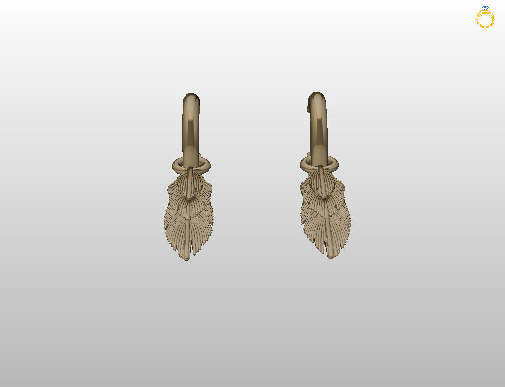 Feather earrings 3D print model_27
