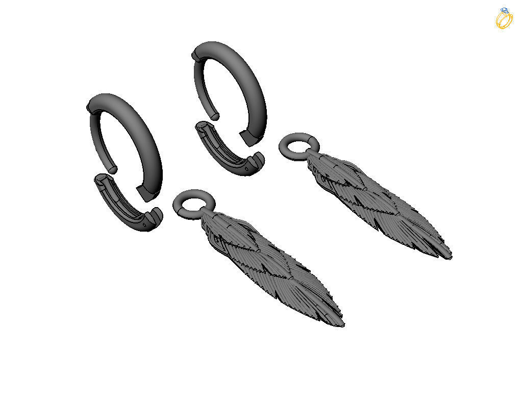 Feather earrings 3D print model_33