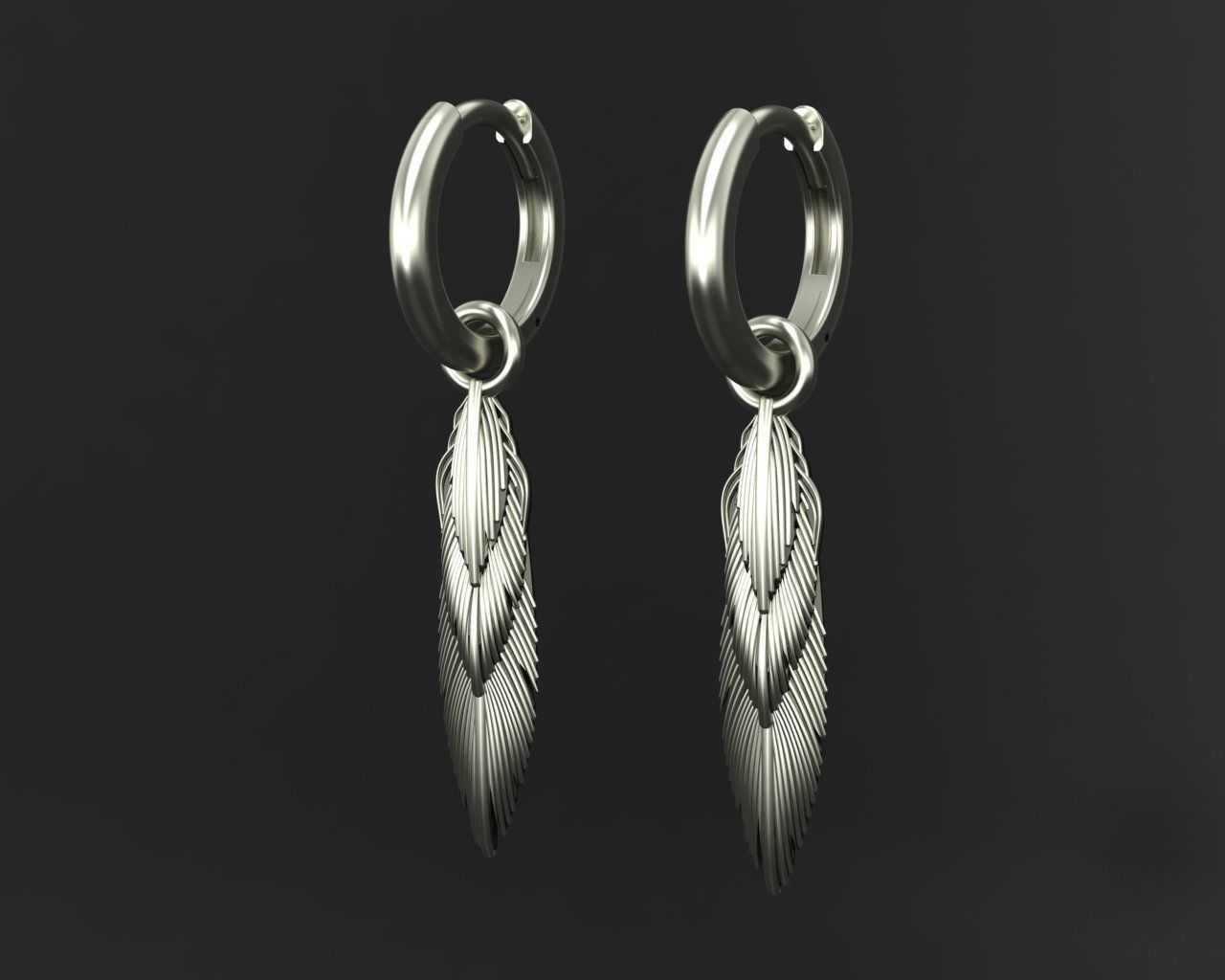 Feather earrings 3D print model_4