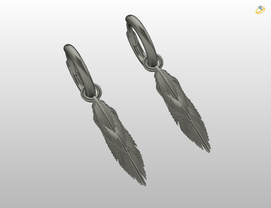 Feather earrings 3D print model_7