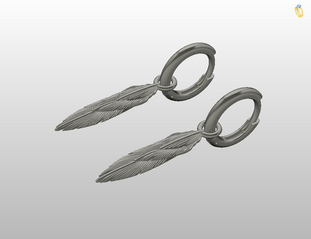Feather earrings 3D print model_9