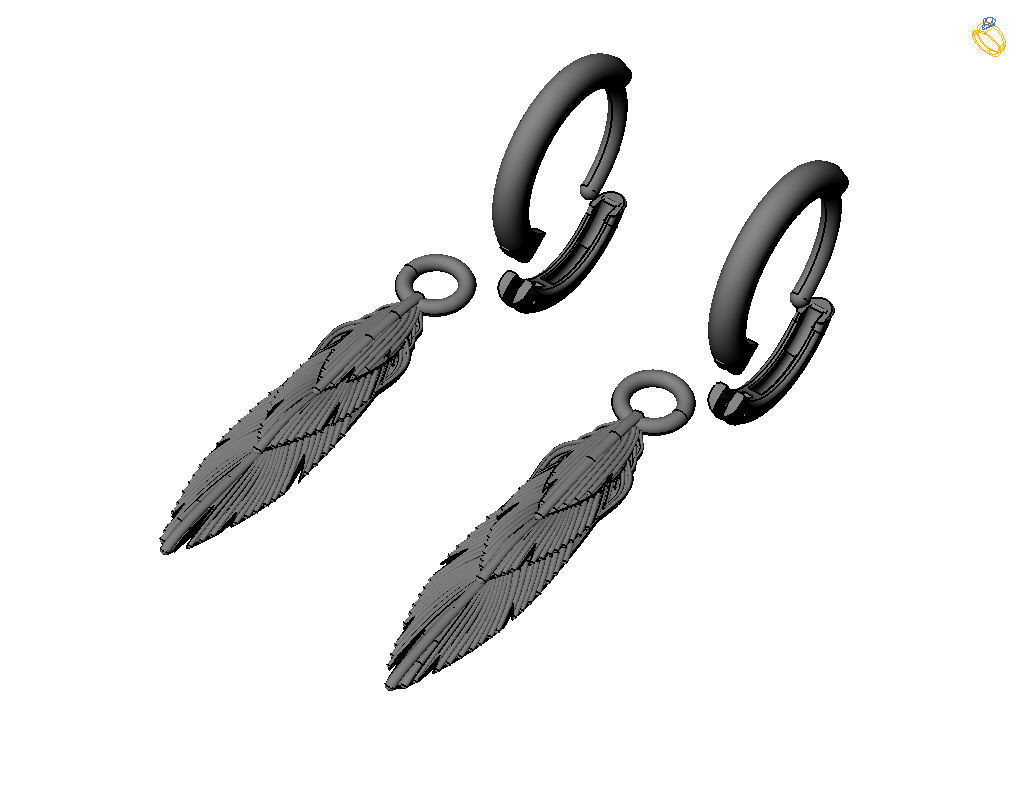 Feather earrings 3D print model_32