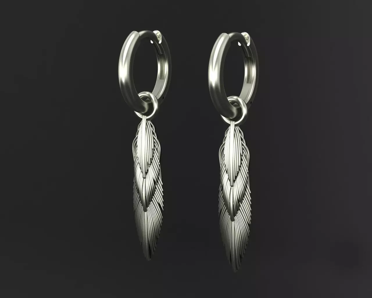 Feather earrings 3D print model_0