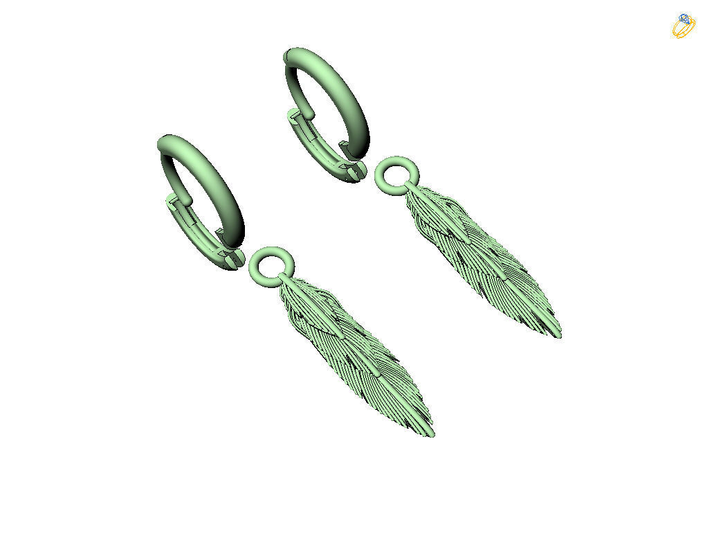 Feather earrings 3D print model_36