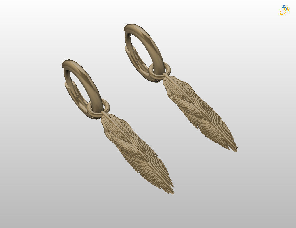 Feather earrings 3D print model_23