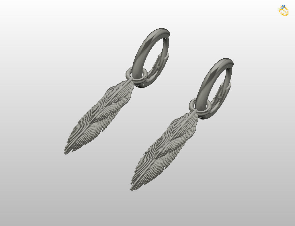 Feather earrings 3D print model_10