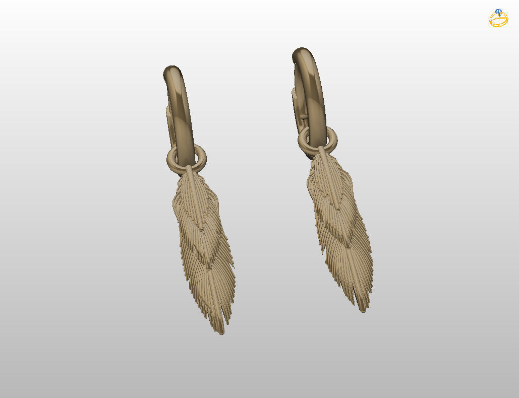 Feather earrings 3D print model_26