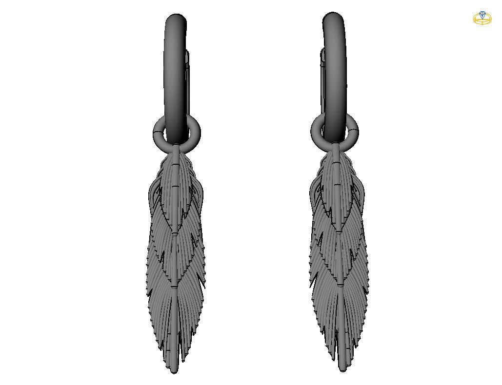 Feather earrings 3D print model_28