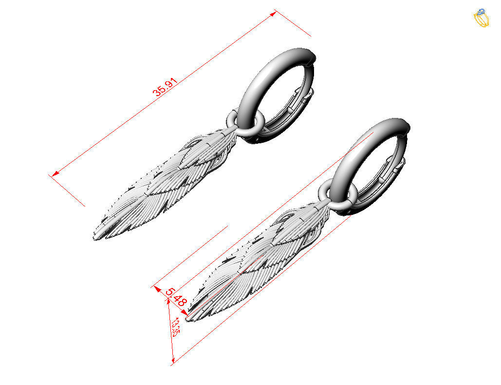 Feather earrings 3D print model_6