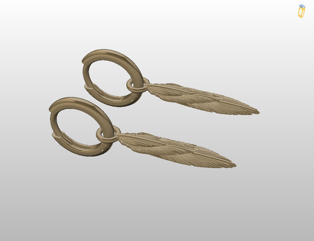 Feather earrings 3D print model_24