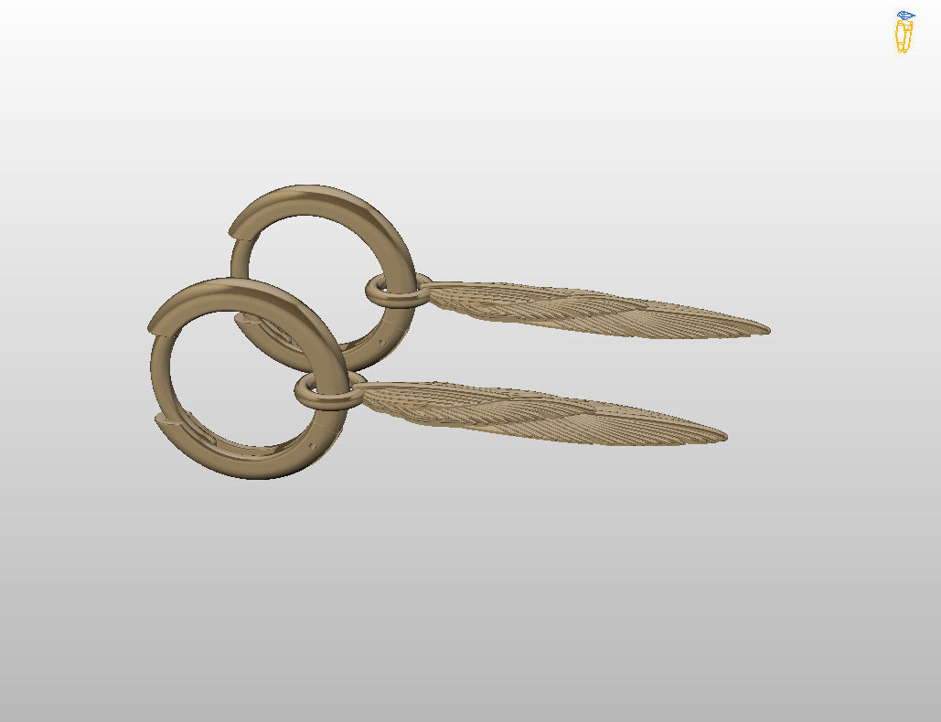 Feather earrings 3D print model_25
