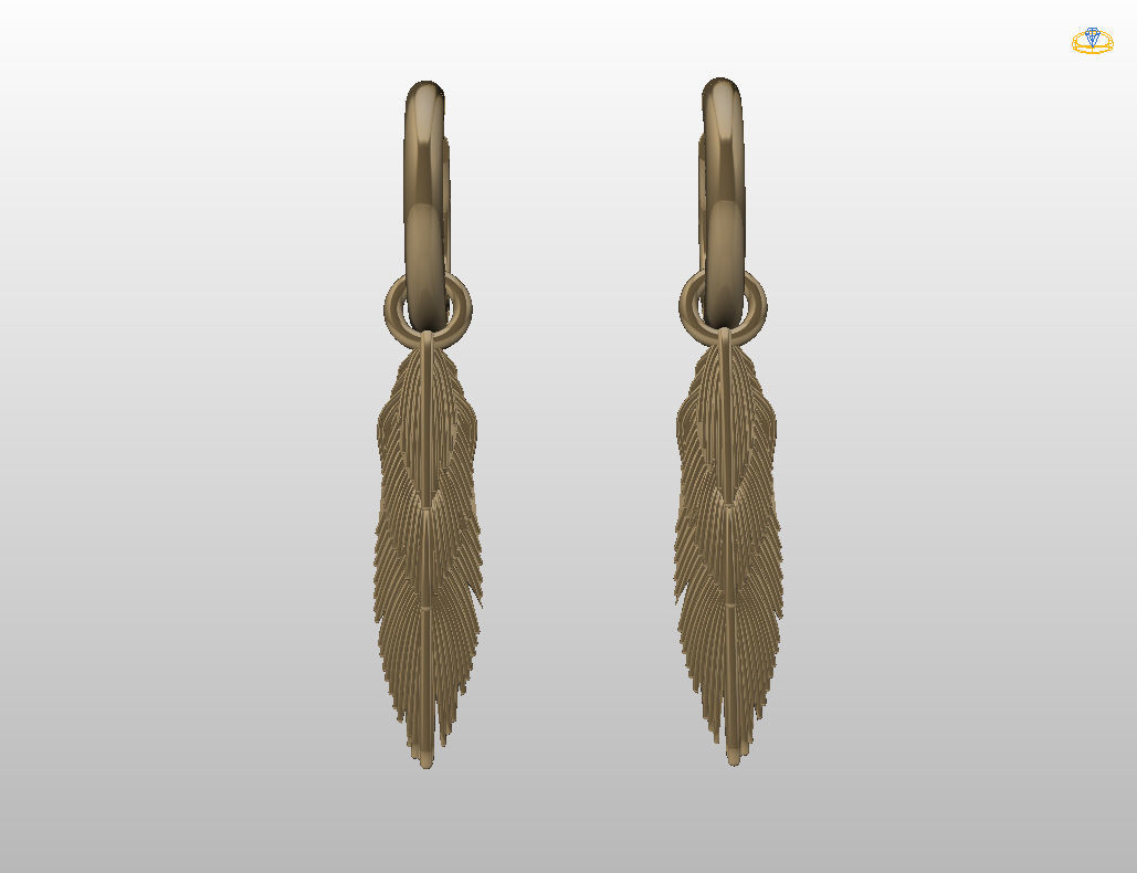 Feather earrings 3D print model_22