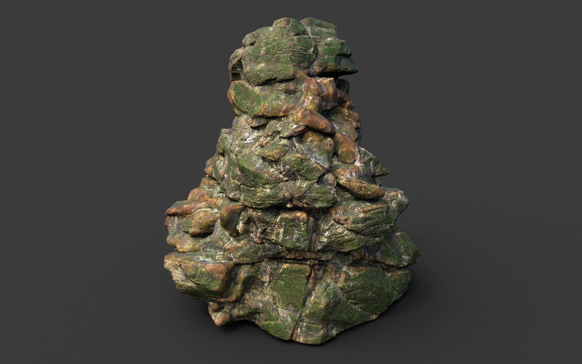 Low poly Mossy Jungle Cliff Modular 210417 Low-poly 3D model_23