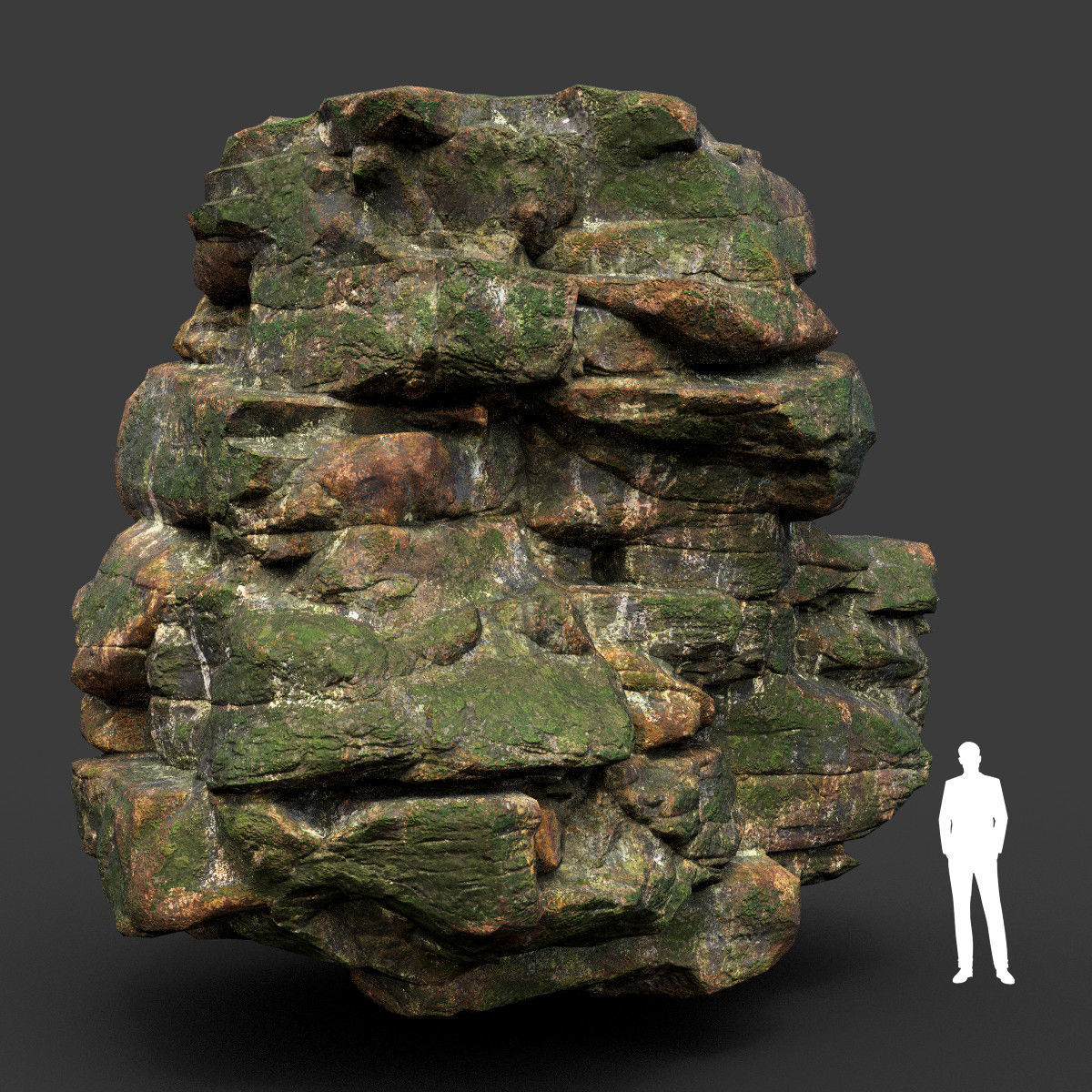 Low poly Mossy Jungle Cliff Modular 210417 Low-poly 3D model_26