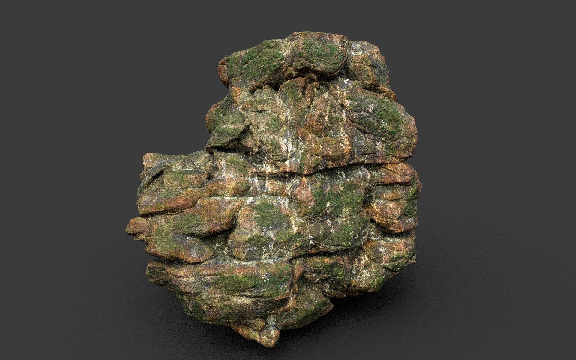 Low poly Mossy Jungle Cliff Modular 210417 Low-poly 3D model_28