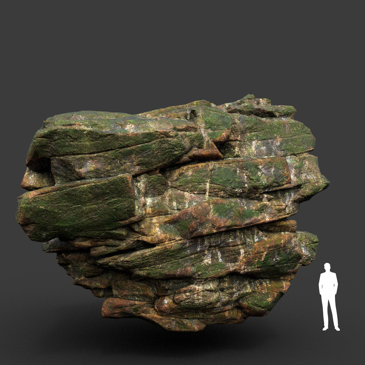 Low poly Mossy Jungle Cliff Modular 210417 Low-poly 3D model_36