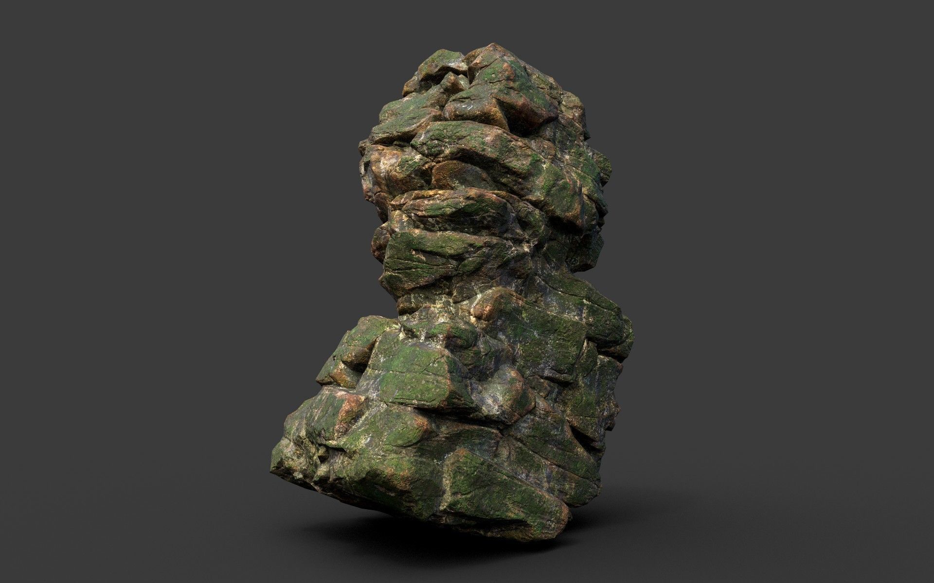 Low poly Mossy Jungle Cliff Modular 210417 Low-poly 3D model_42