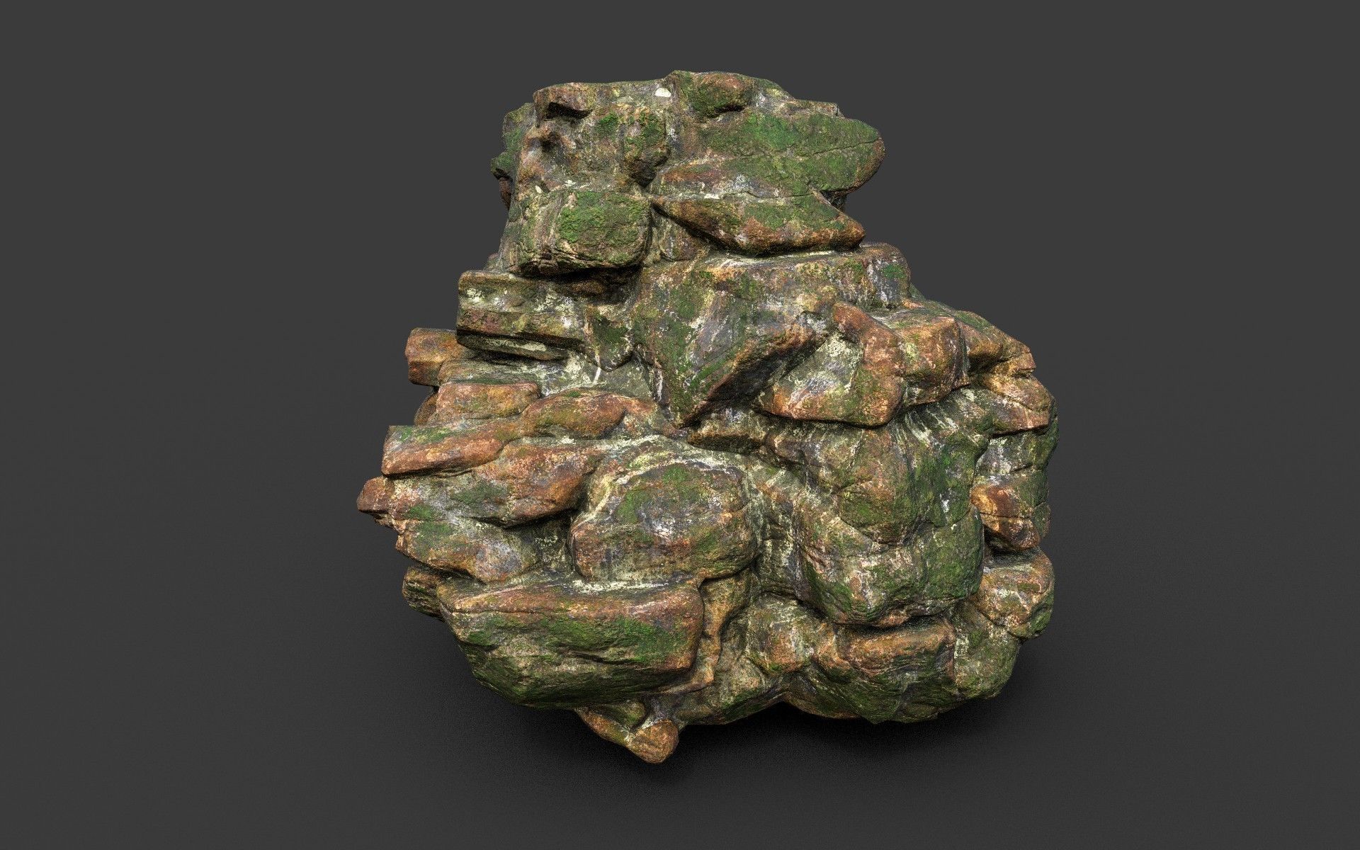 Low poly Mossy Jungle Cliff Modular 210417 Low-poly 3D model_48