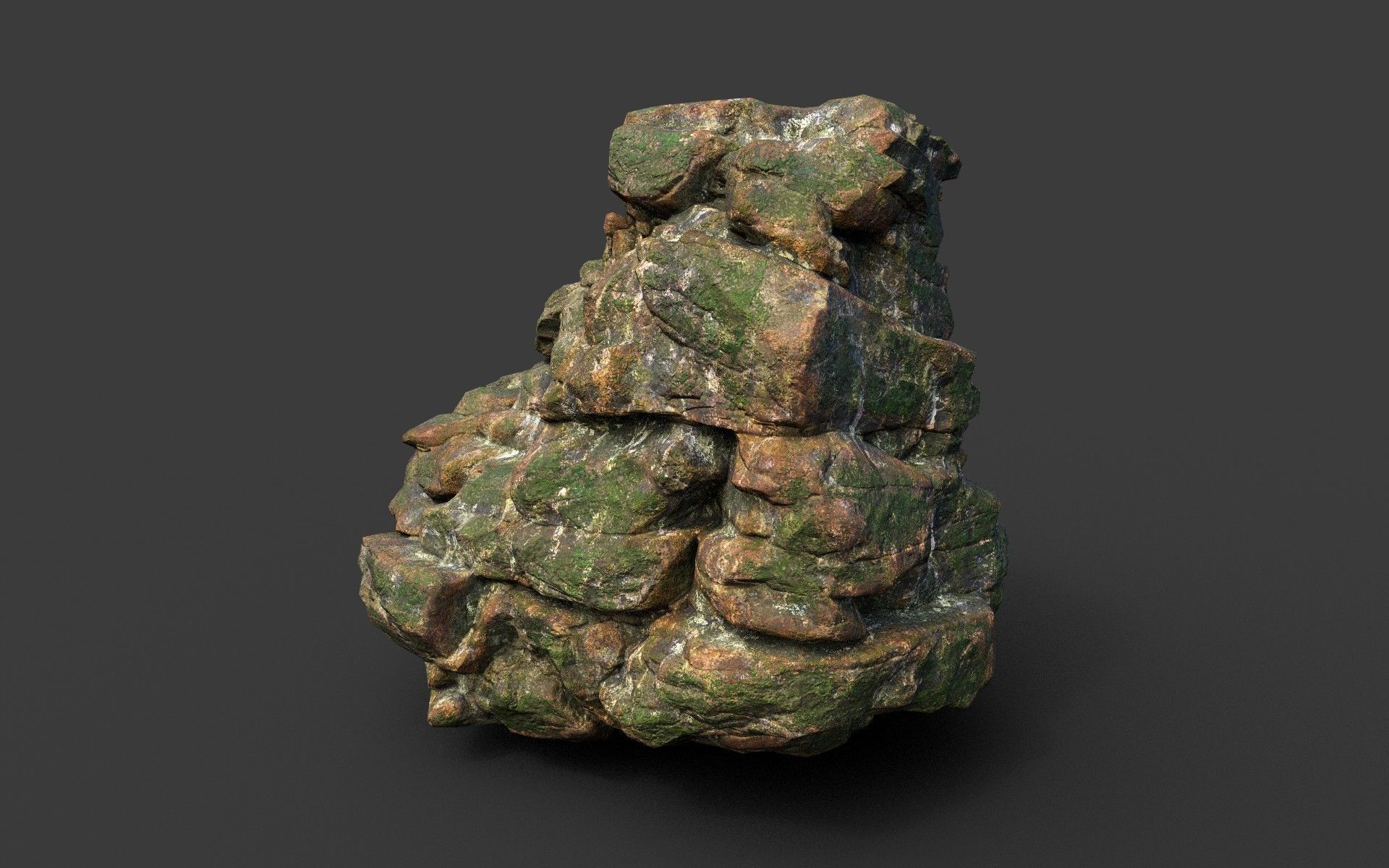 Low poly Mossy Jungle Cliff Modular 210417 Low-poly 3D model_29