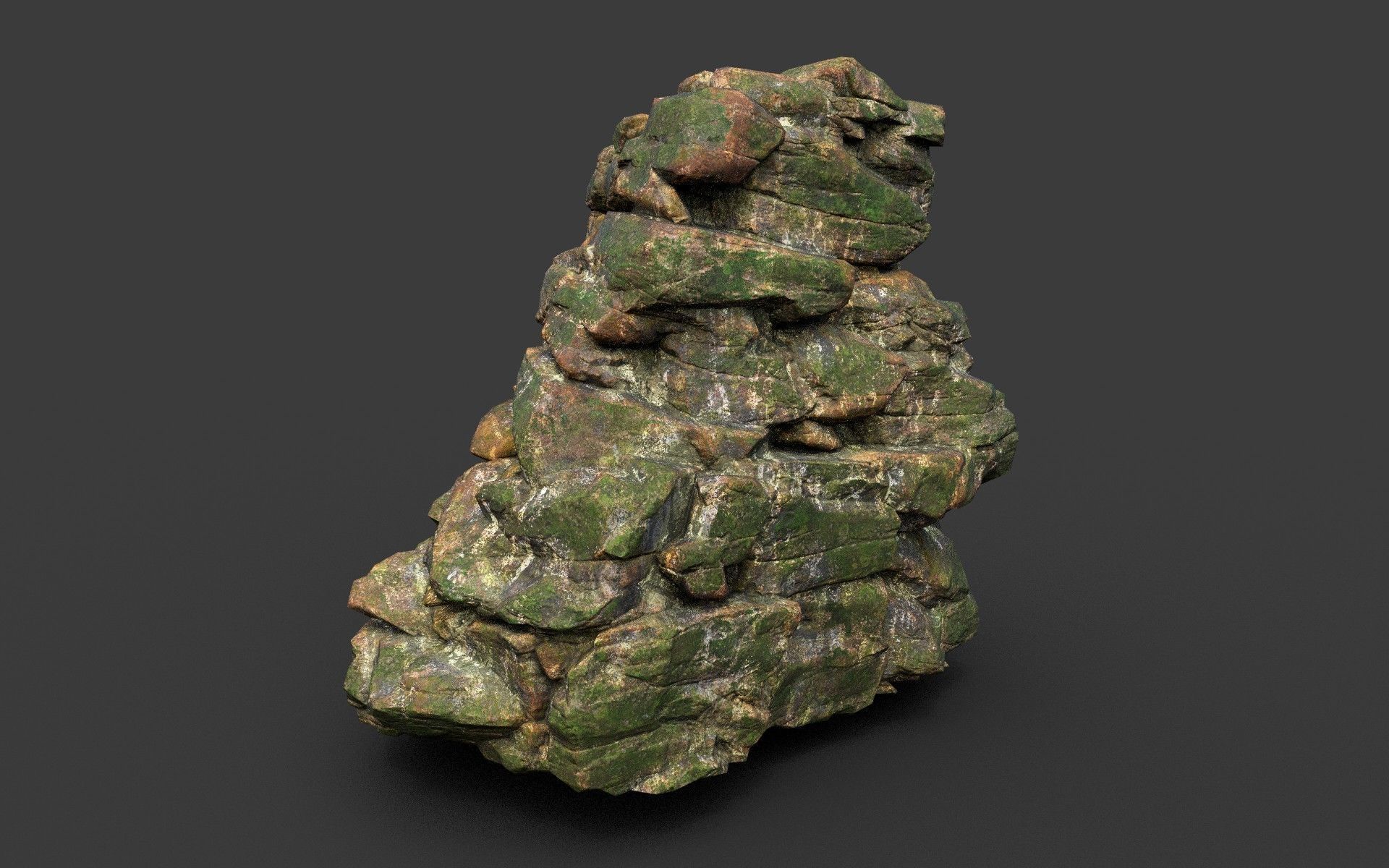 Low poly Mossy Jungle Cliff Modular 210417 Low-poly 3D model_17
