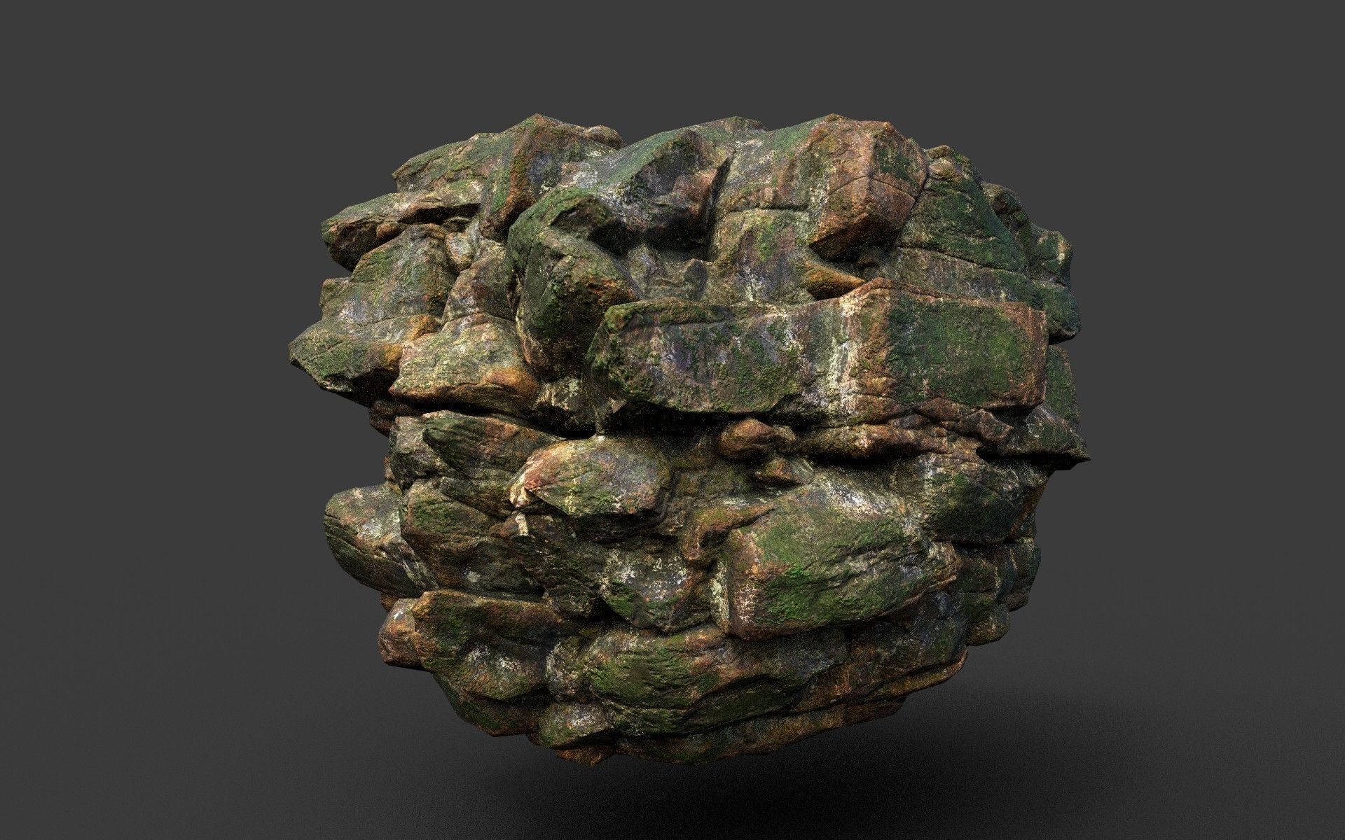 Low poly Mossy Jungle Cliff Modular 210417 Low-poly 3D model_38