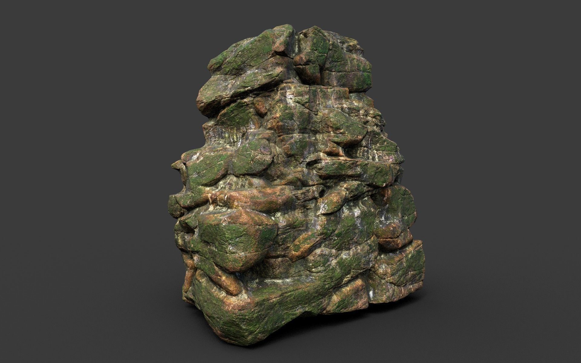 Low poly Mossy Jungle Cliff Modular 210417 Low-poly 3D model_8