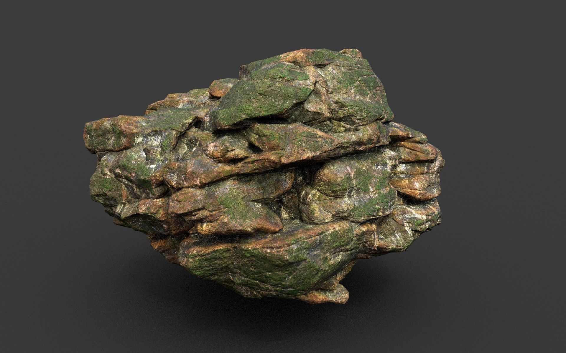 Low poly Mossy Jungle Cliff Modular 210417 Low-poly 3D model_32