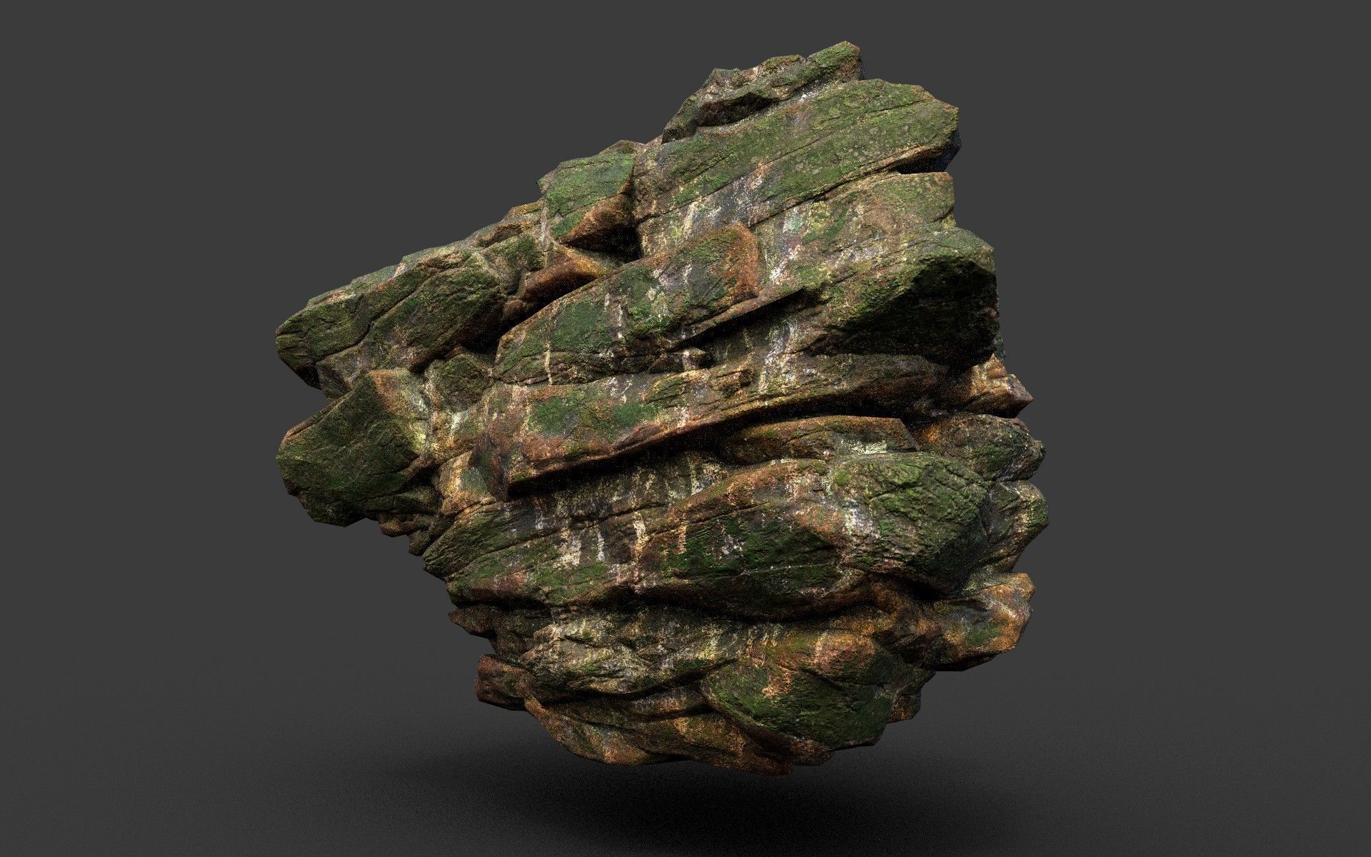 Low poly Mossy Jungle Cliff Modular 210417 Low-poly 3D model_37