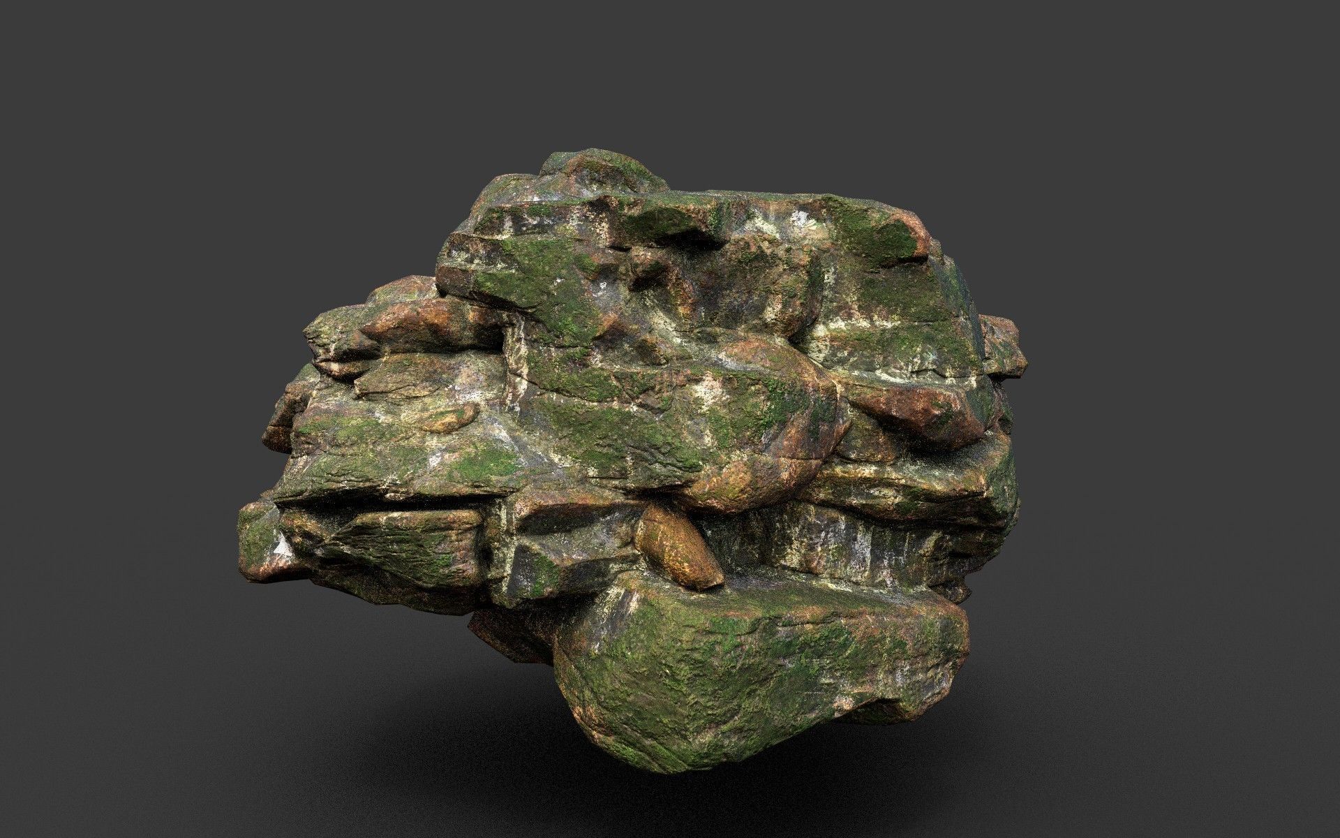 Low poly Mossy Jungle Cliff Modular 210417 Low-poly 3D model_34