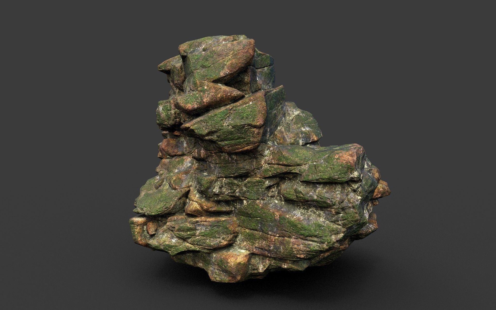 Low poly Mossy Jungle Cliff Modular 210417 Low-poly 3D model_27