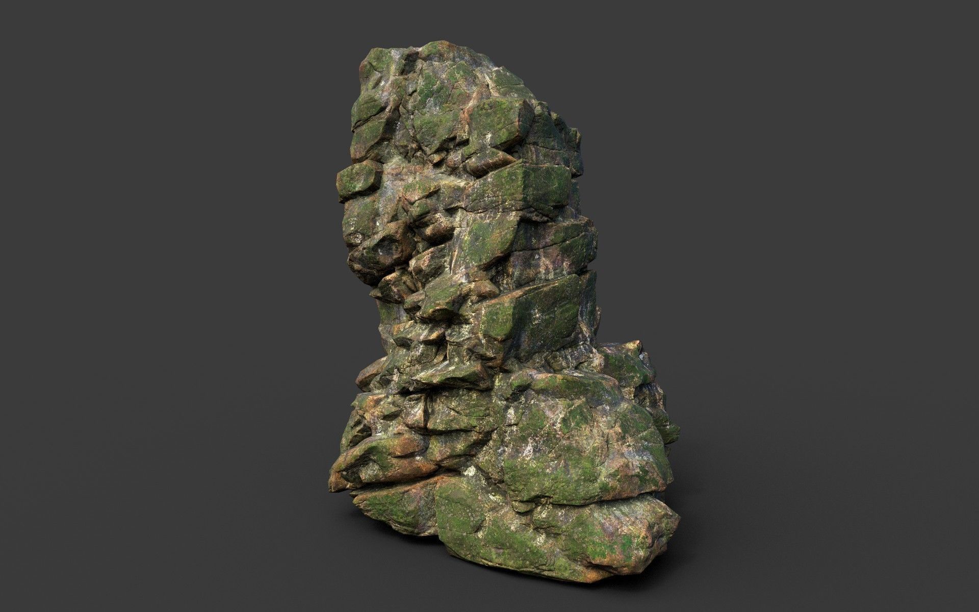 Low poly Mossy Jungle Cliff Modular 210417 Low-poly 3D model_4