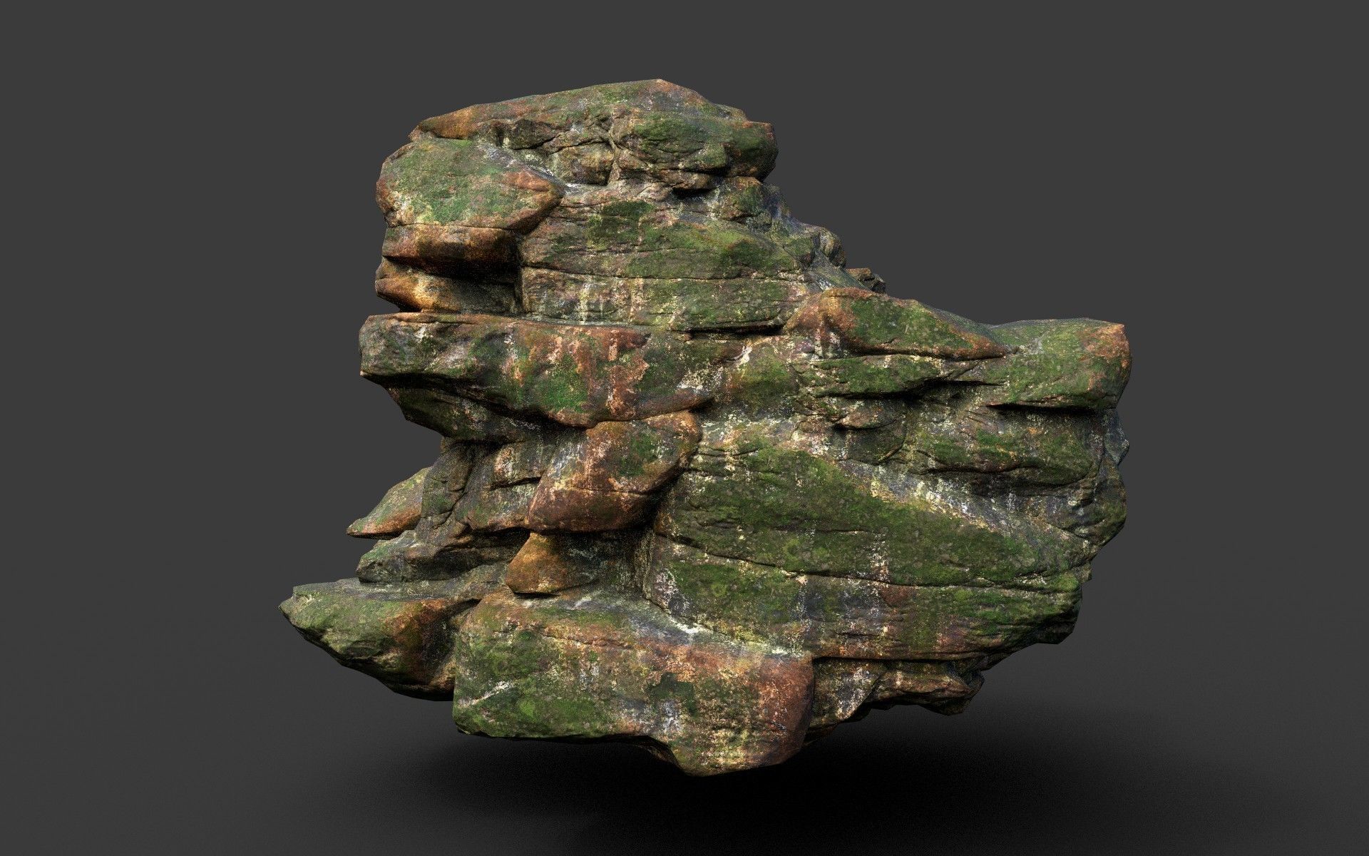 Low poly Mossy Jungle Cliff Modular 210417 Low-poly 3D model_14