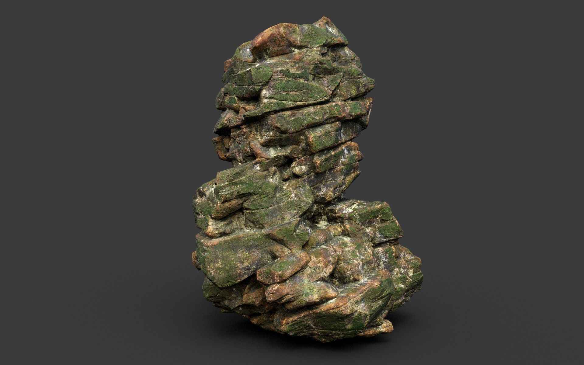 Low poly Mossy Jungle Cliff Modular 210417 Low-poly 3D model_44