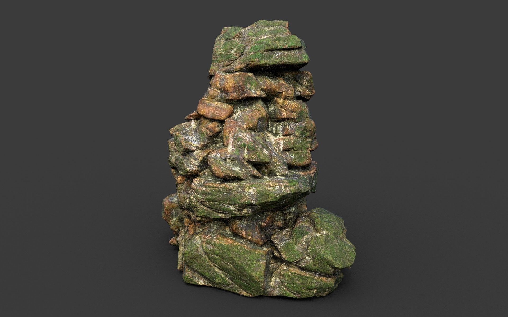 Low poly Mossy Jungle Cliff Modular 210417 Low-poly 3D model_24