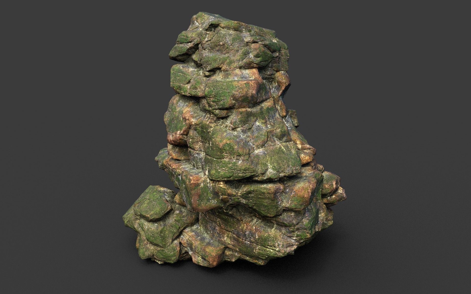 Low poly Mossy Jungle Cliff Modular 210417 Low-poly 3D model_22