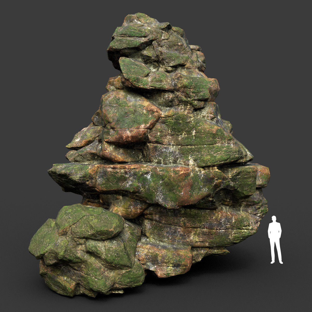 Low poly Mossy Jungle Cliff Modular 210417 Low-poly 3D model_21